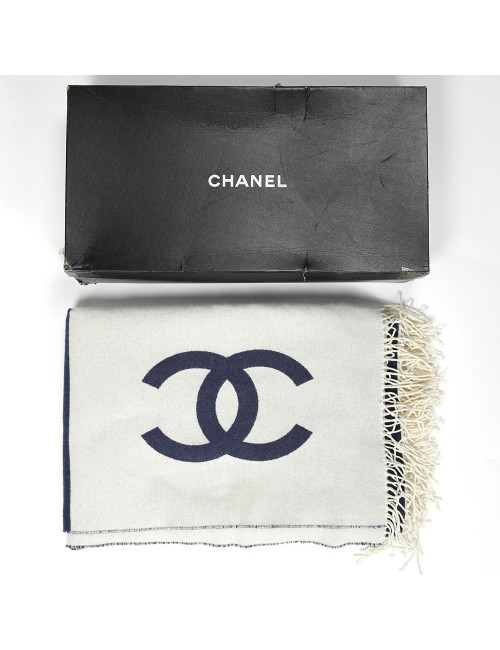 Plaid CHANEL bicolore laine et cachemire