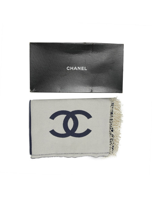 Plaid CHANEL bicolore laine et cachemire