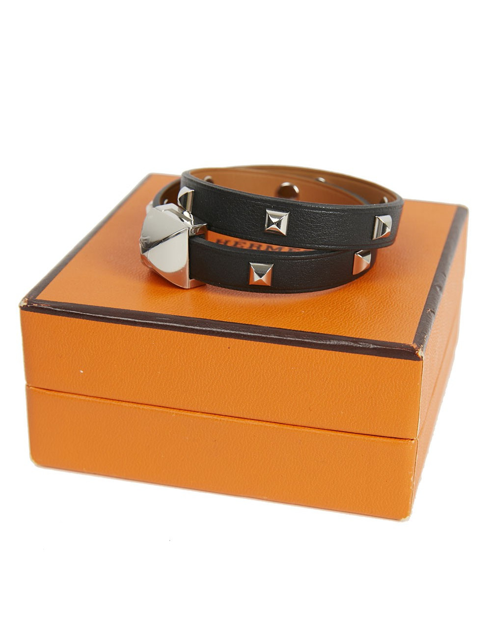 Bracelet cuir Medor HERMÈS Infini clouté double tour 