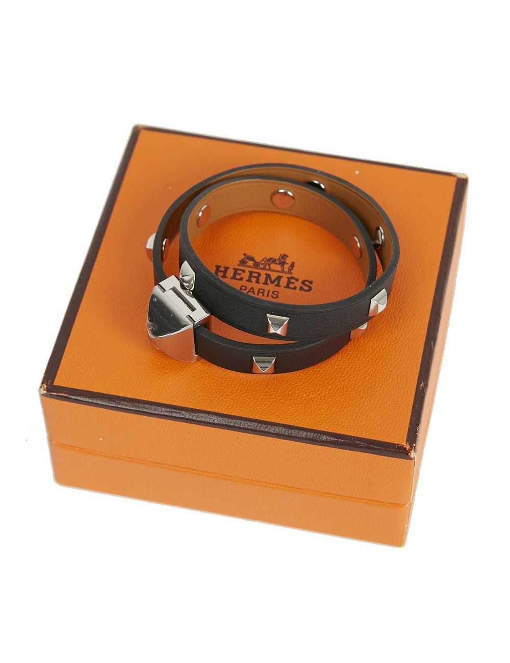 Bracelet cuir Medor HERMÈS Infini clouté double tour 
