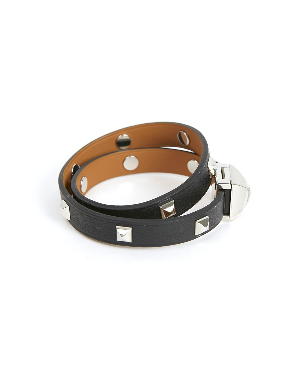 Bracelet cuir Medor HERMÈS Infini clouté double tour 