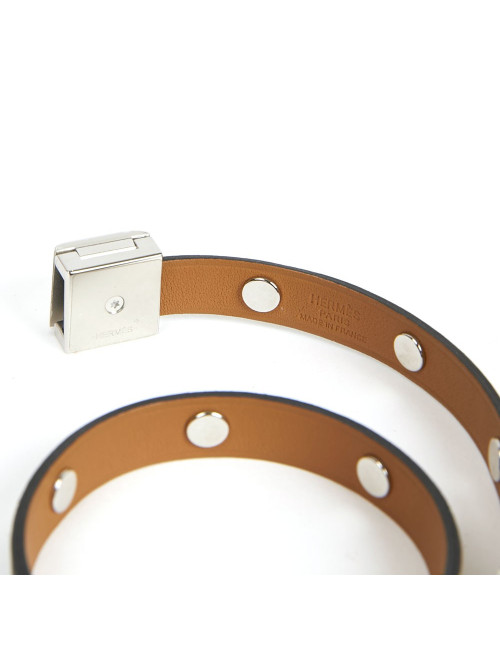 Bracelet cuir Medor HERMÈS Infini clouté double tour 