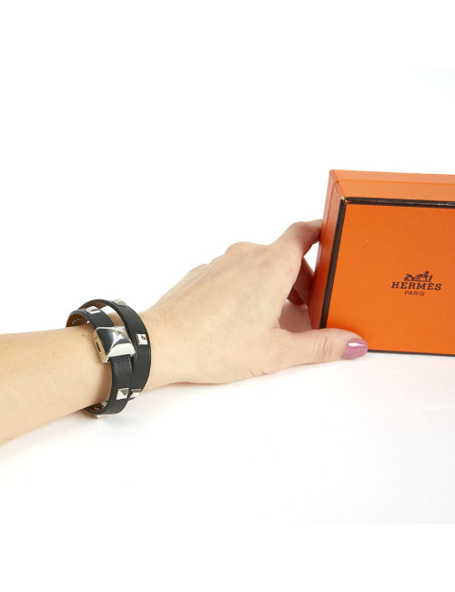 Bracelet cuir Medor HERMÈS Infini clouté double tour 