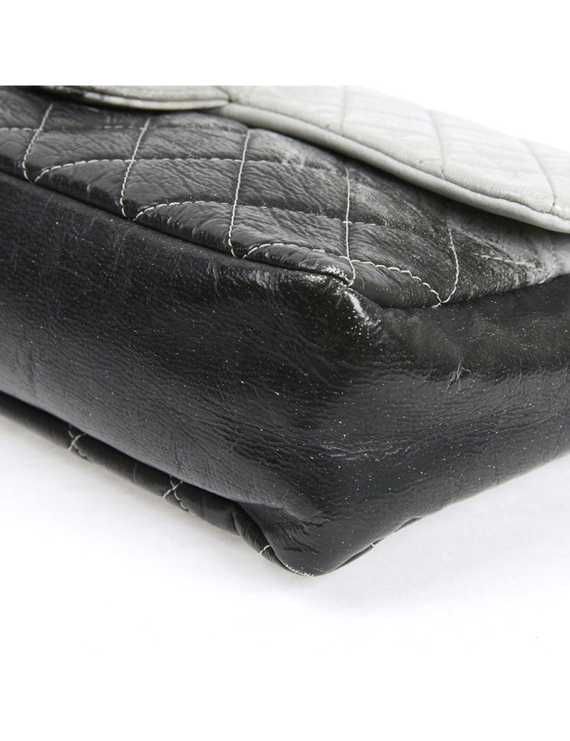 CHANEL Vintage Timeless Flap Bag in Black and Grey Quilted Leather