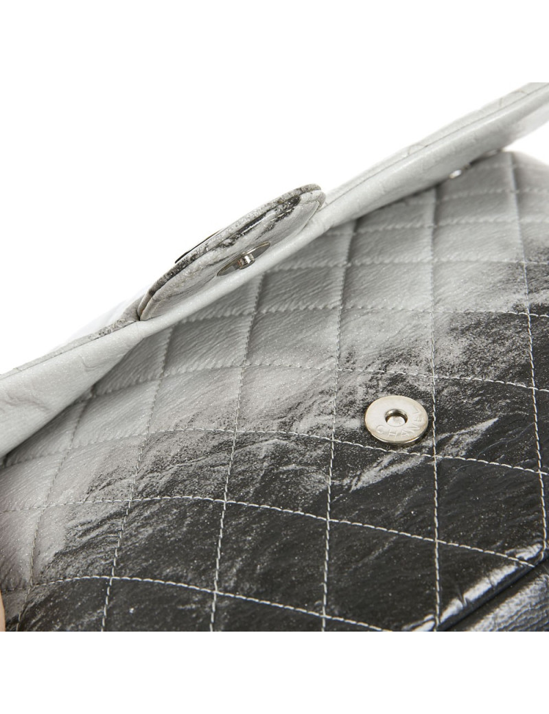 CHANEL Vintage Timeless Flap Bag in Black and Grey Quilted Leather