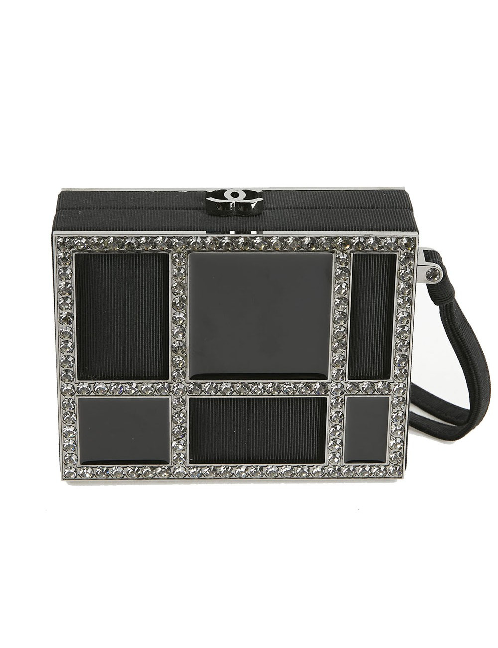 Minaudière CHANEL piqué noir strass