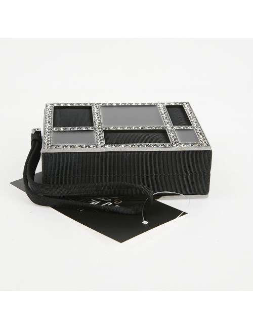 CHANEL Minaudière in Plexi, Black cotton Piqué and Rhinestones
