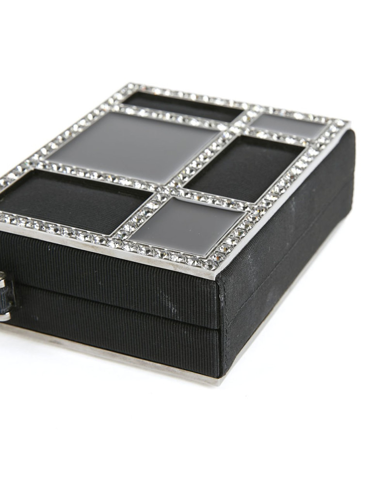 CHANEL Minaudière in Plexi, Black cotton Piqué and Rhinestones