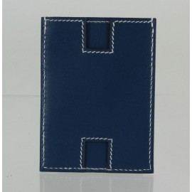 H HERMES blue smooth leather credit card holders