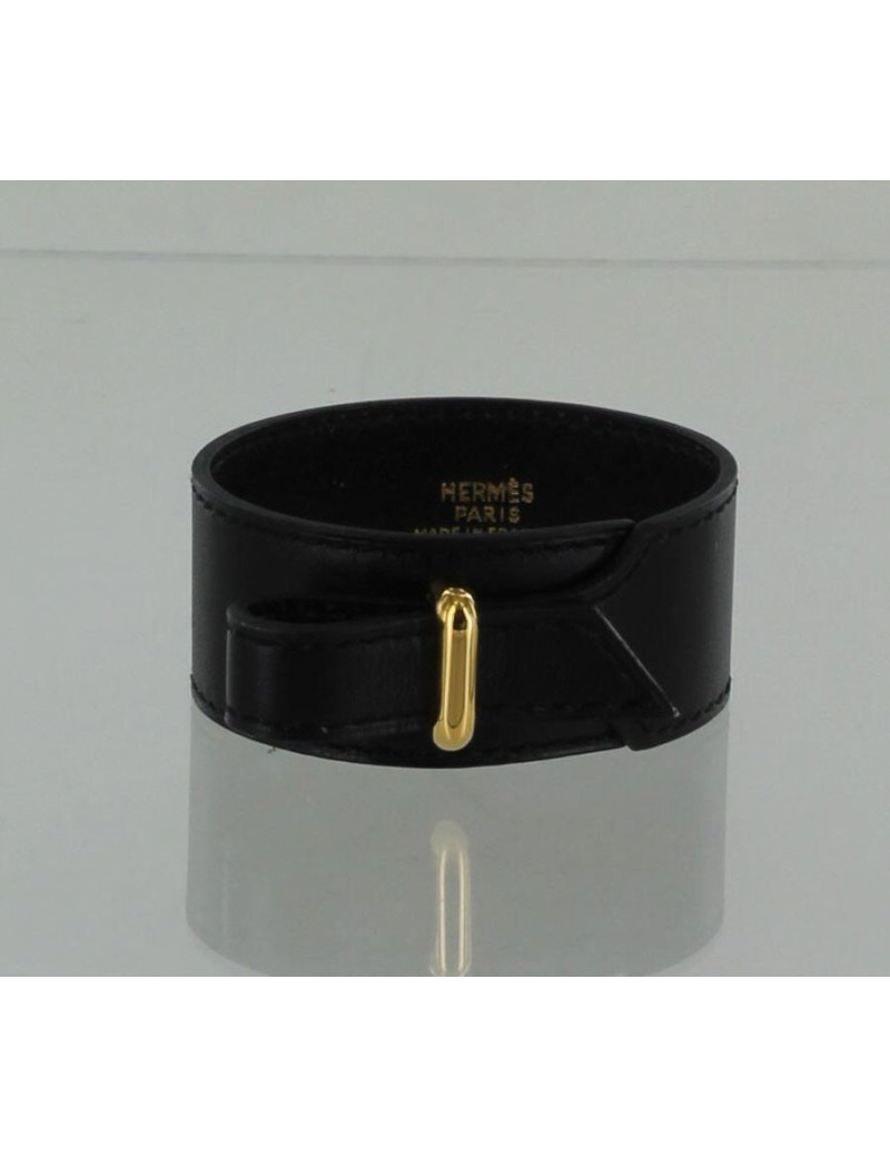 bracelet HERMES en cuir lisse noir T M