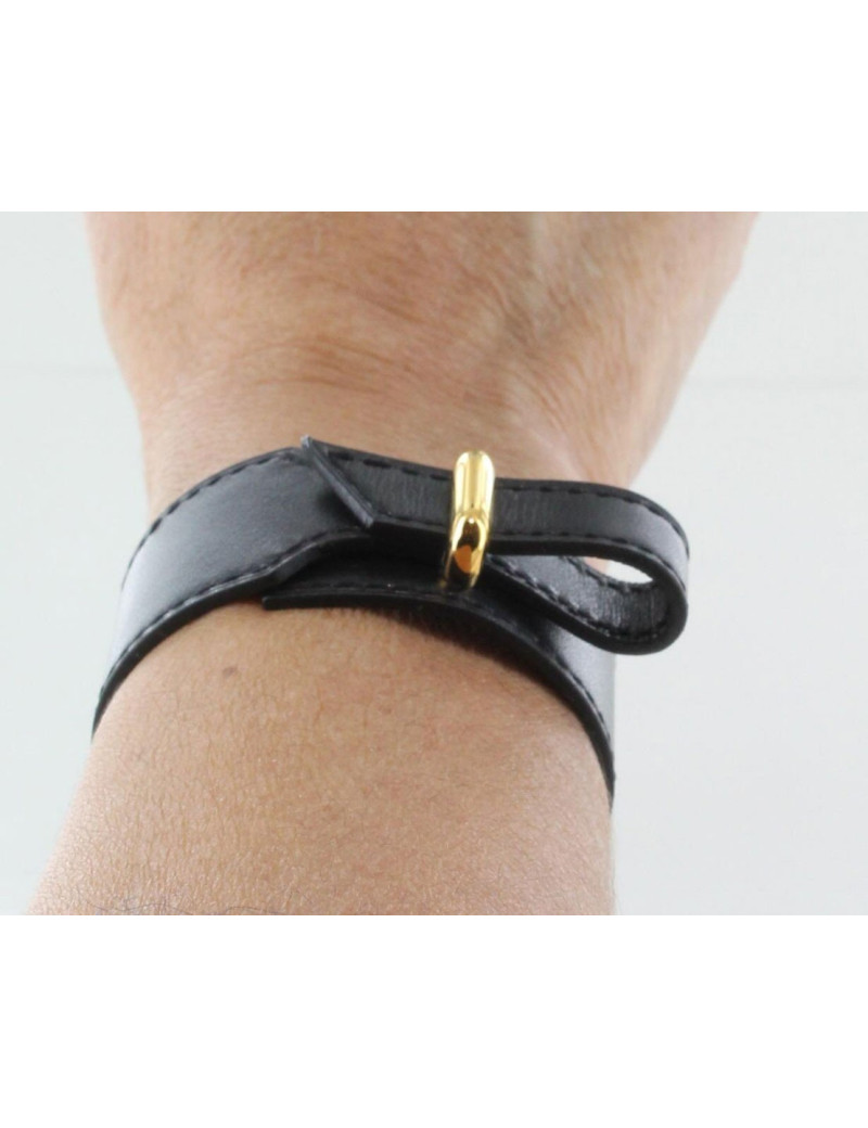 bracelet HERMES en cuir lisse noir T M