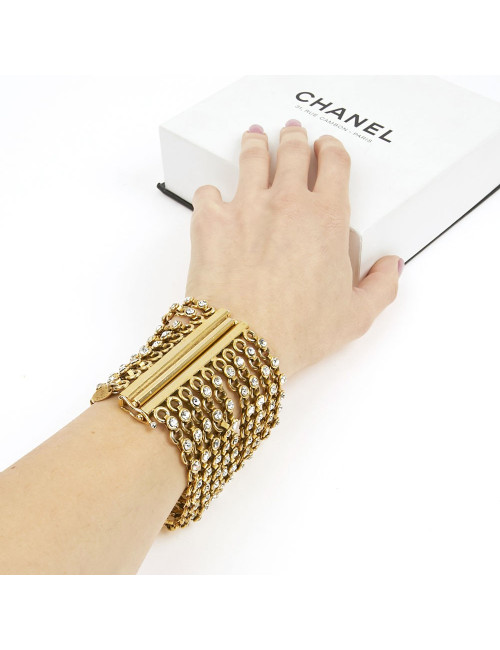 Bracelet multirangs CHANEL doré et brillants