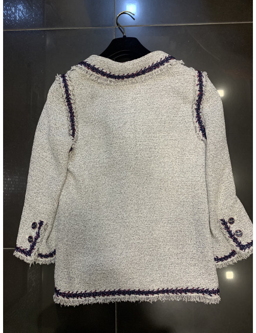 Veste CHANEL T36 gris perle et fils d'argent