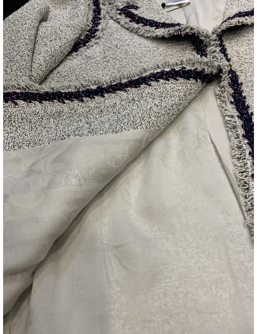 Veste CHANEL T36 gris perle et fils d'argent