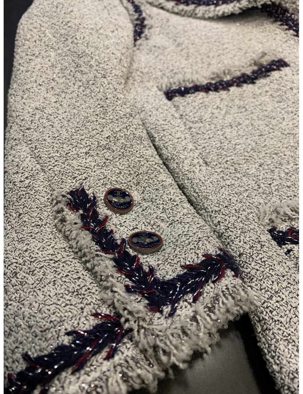 Veste CHANEL T36 bleu argent