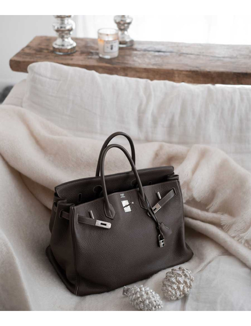 Birkin 40 étoupe cuir grainé
