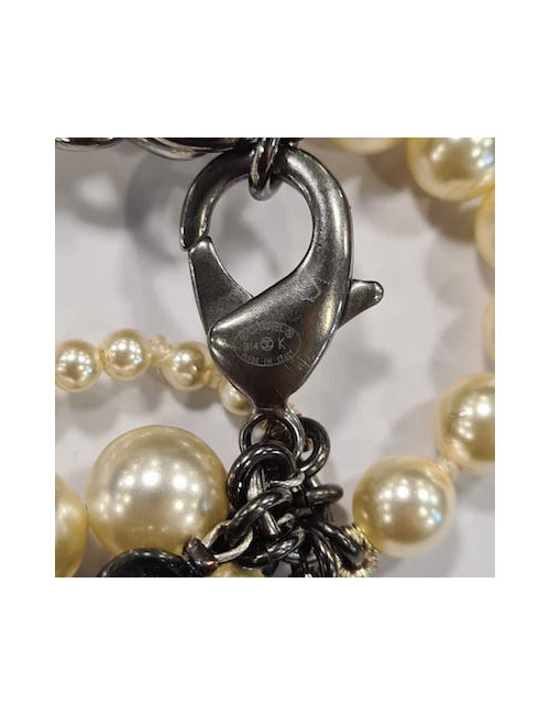 Chanel Long Multi Row Black and White Pearls Necklace 