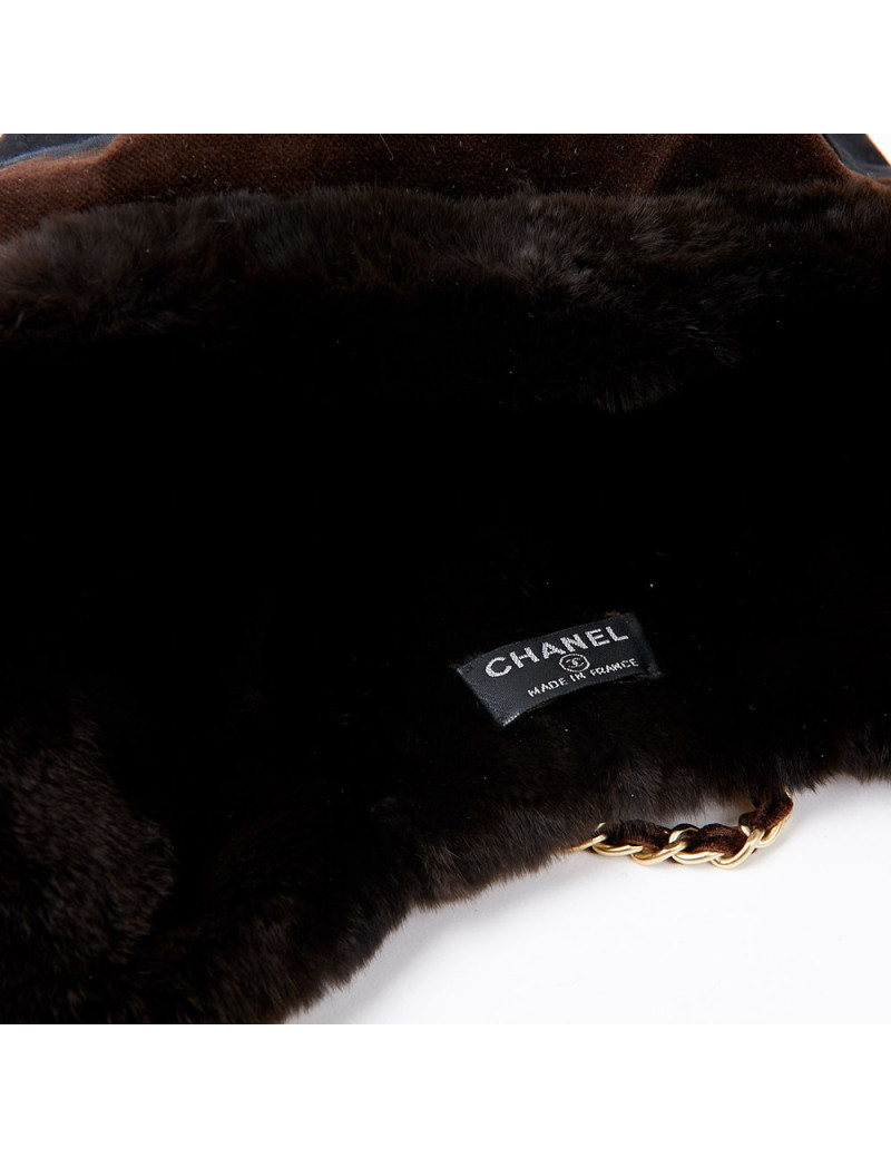 Chapka CHANEL bi-matière marron