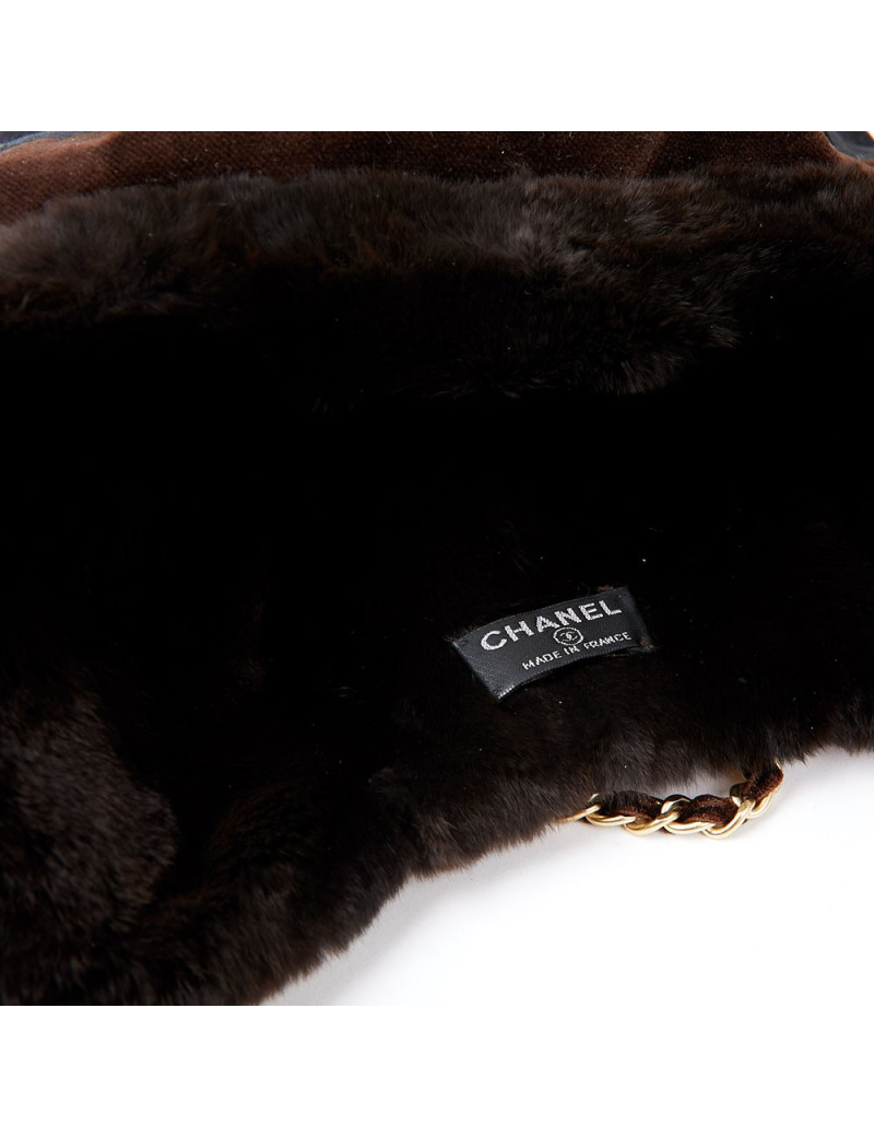 Chapka CHANEL bi-matière marron