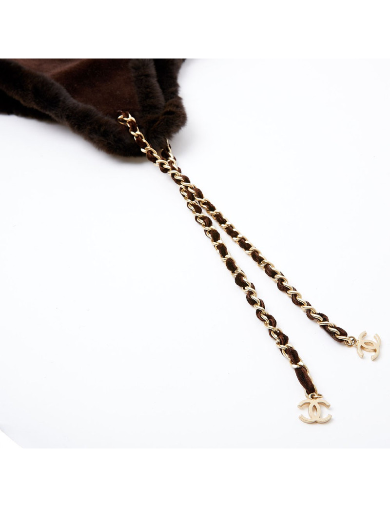 Chapka CHANEL bi-matière marron