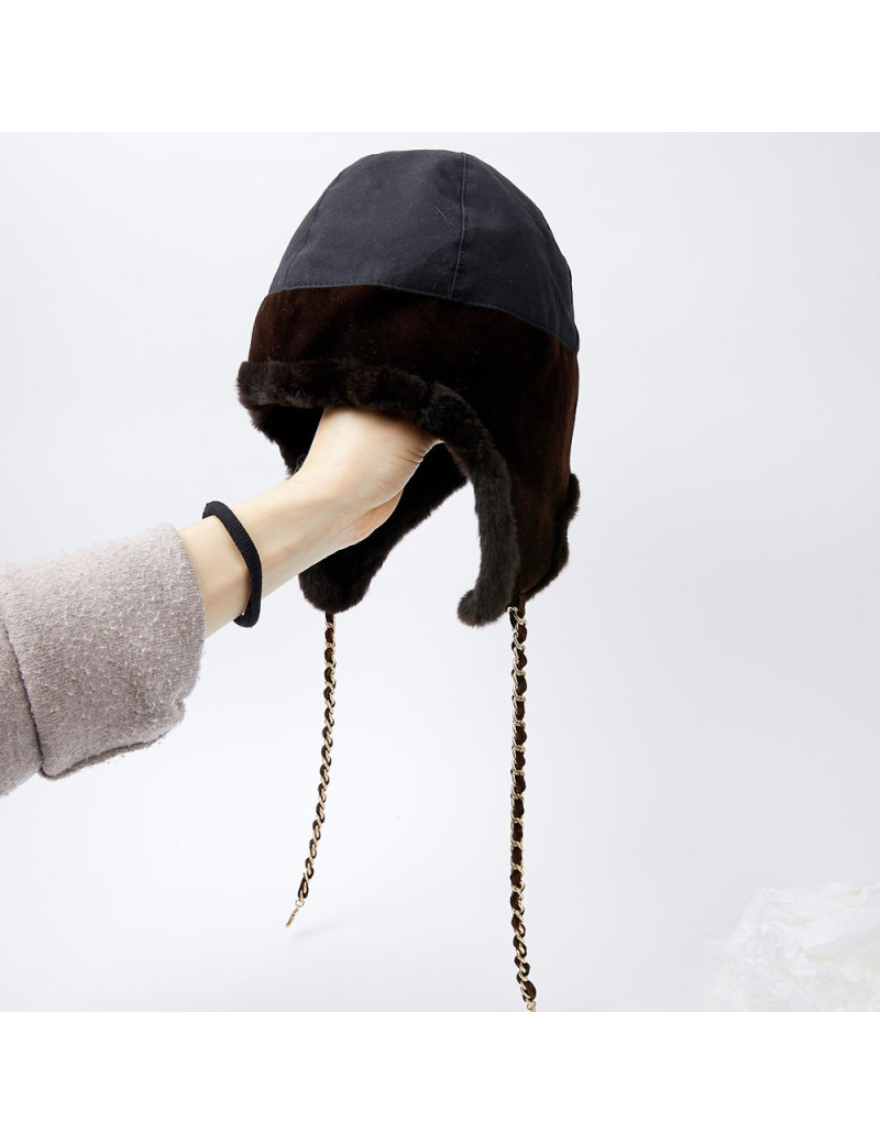 Chapka CHANEL bi-matière marron