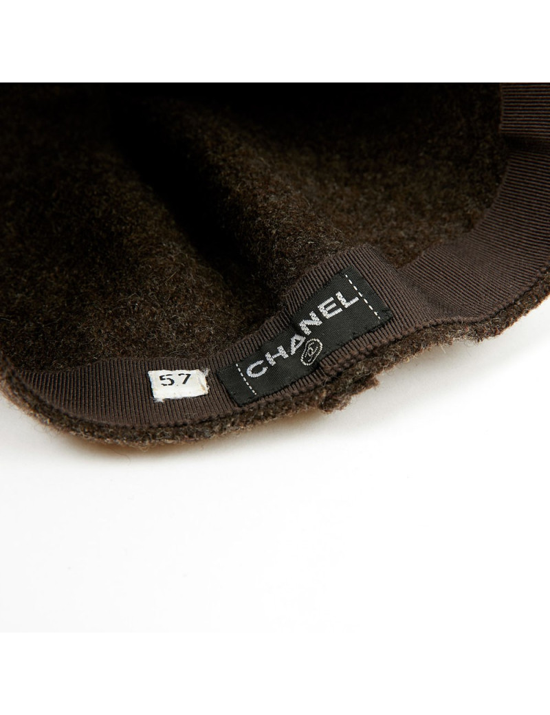 CHANEL Cap in Brown Boiled Wool and Pony Hair - Occasion to shop here