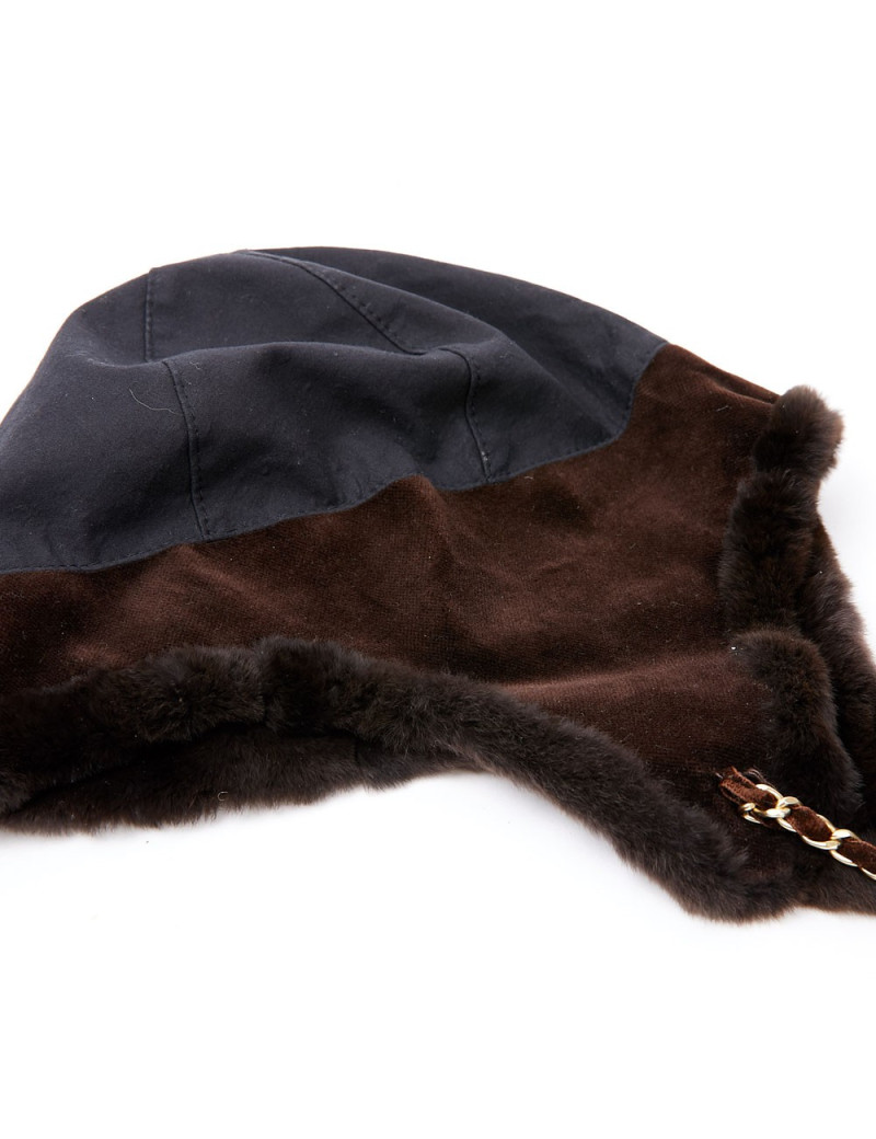 Chapka CHANEL bi-matière marron
