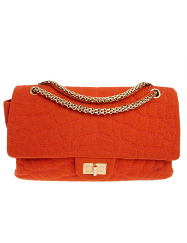 Sac Chanel jersey corail façon crocodile