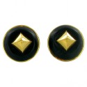 HERMES vintage 'Médor' clip-on earrings in gold plate metal and black leather