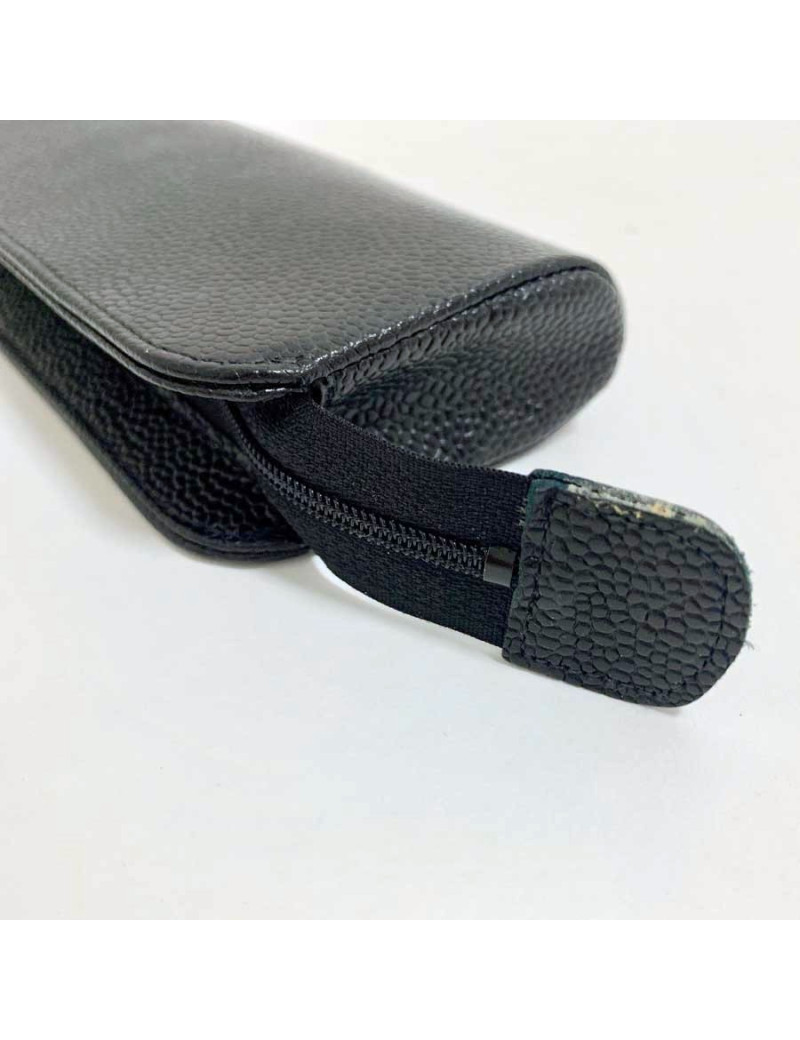 CHANEL black caviar leather case