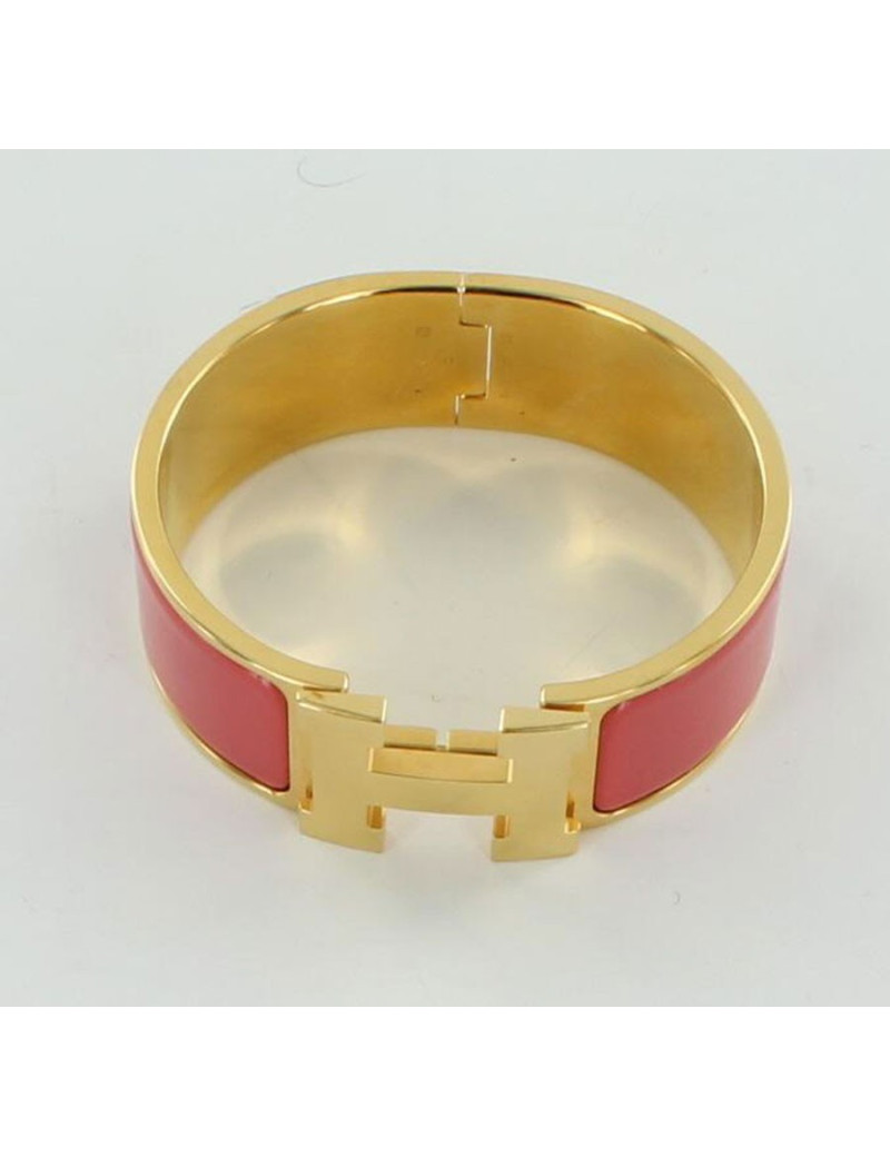 Bracelet H HERMES  émail corail