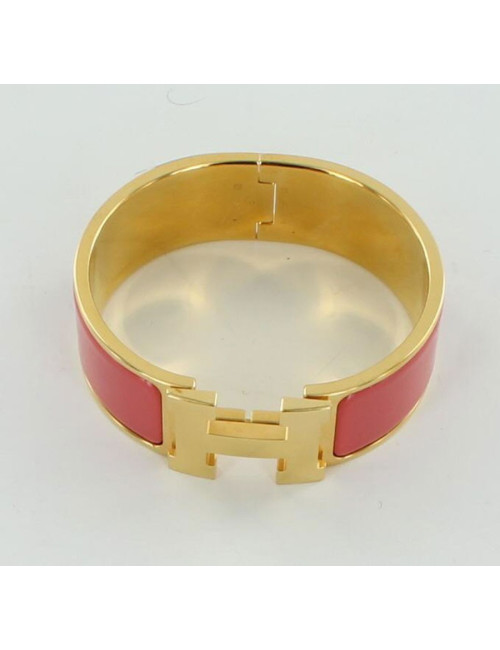 Bracelet H HERMES  émail corail