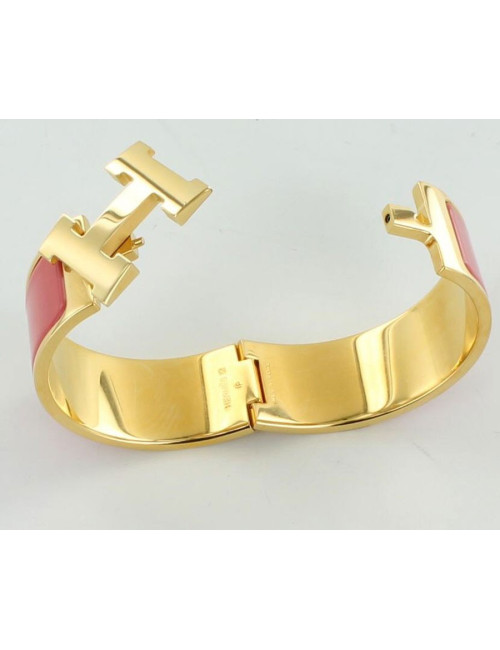 Bracelet H HERMES  émail corail