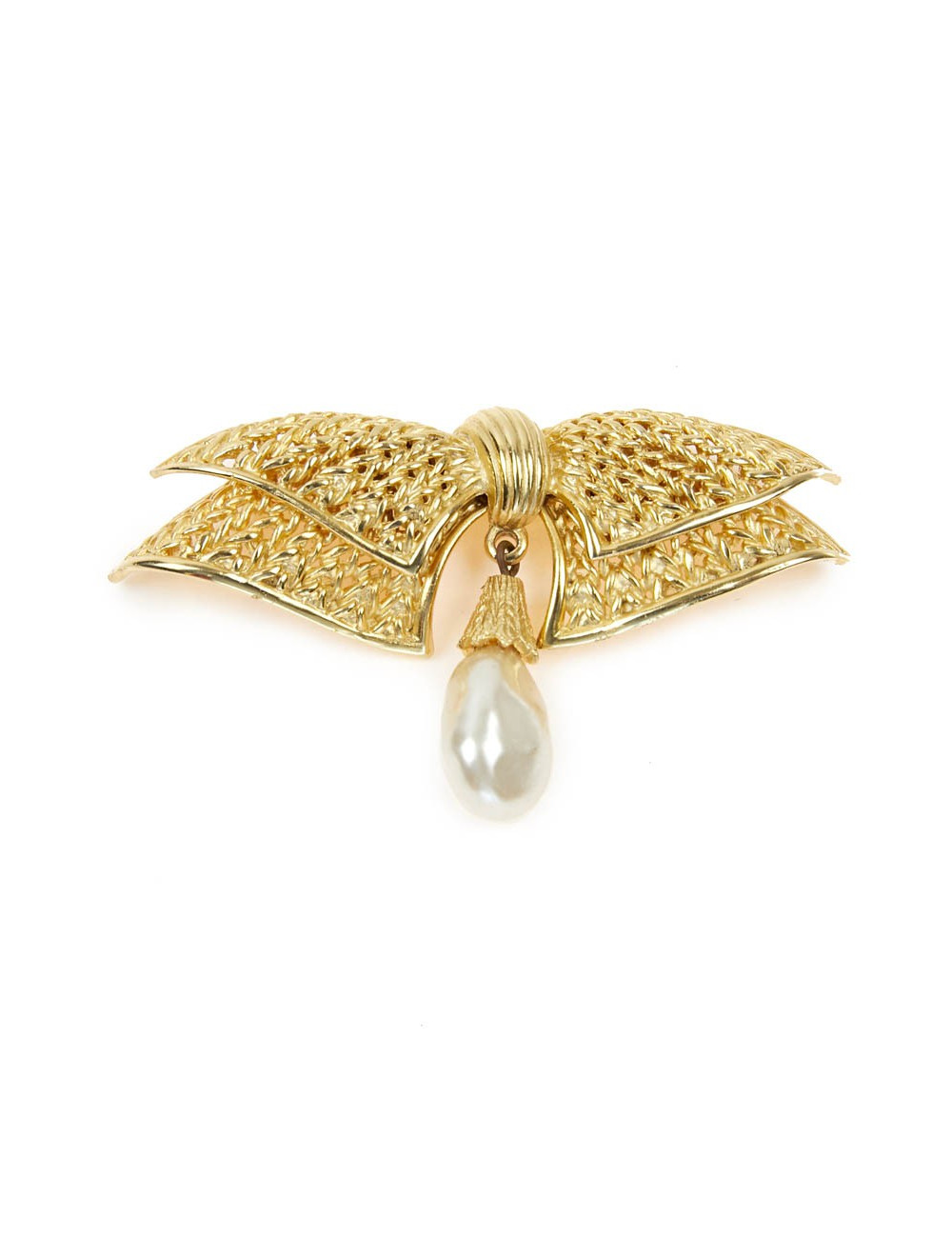 Broche noeud dorée et perle nacrée autre marque