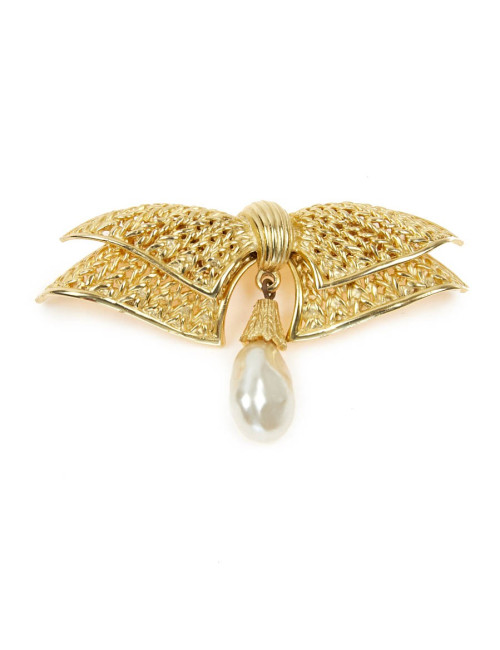 Broche noeud dorée et perle nacrée autre marque