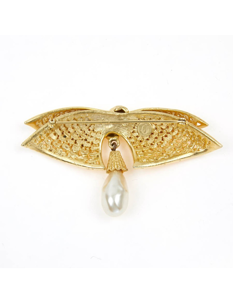 Broche noeud dorée et perle nacrée autre marque
