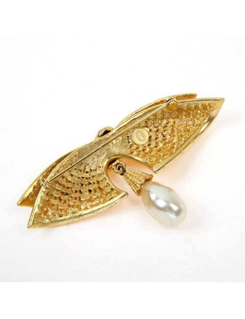 Broche noeud dorée et perle nacrée autre marque