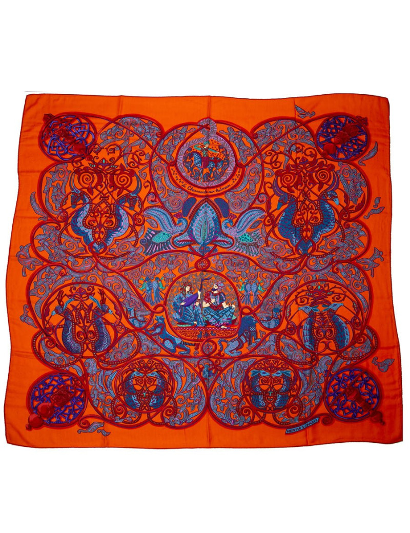 Châle La charmante aux animaux HERMES cachemire  et soie