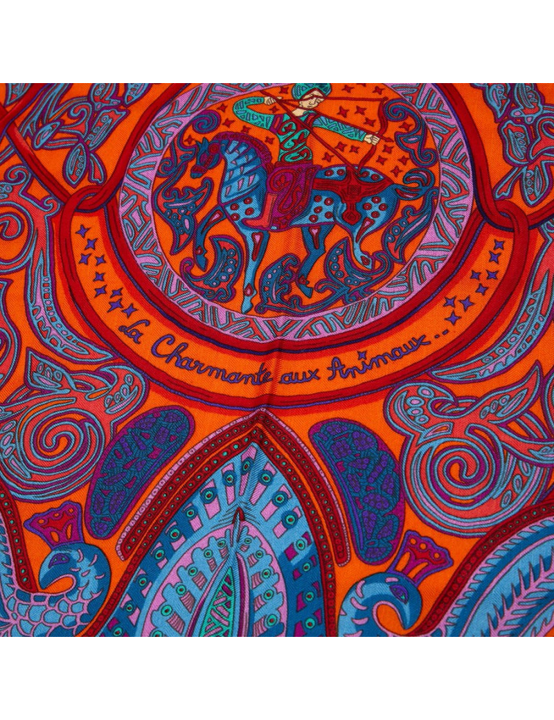 Châle La charmante aux animaux HERMES cachemire  et soie