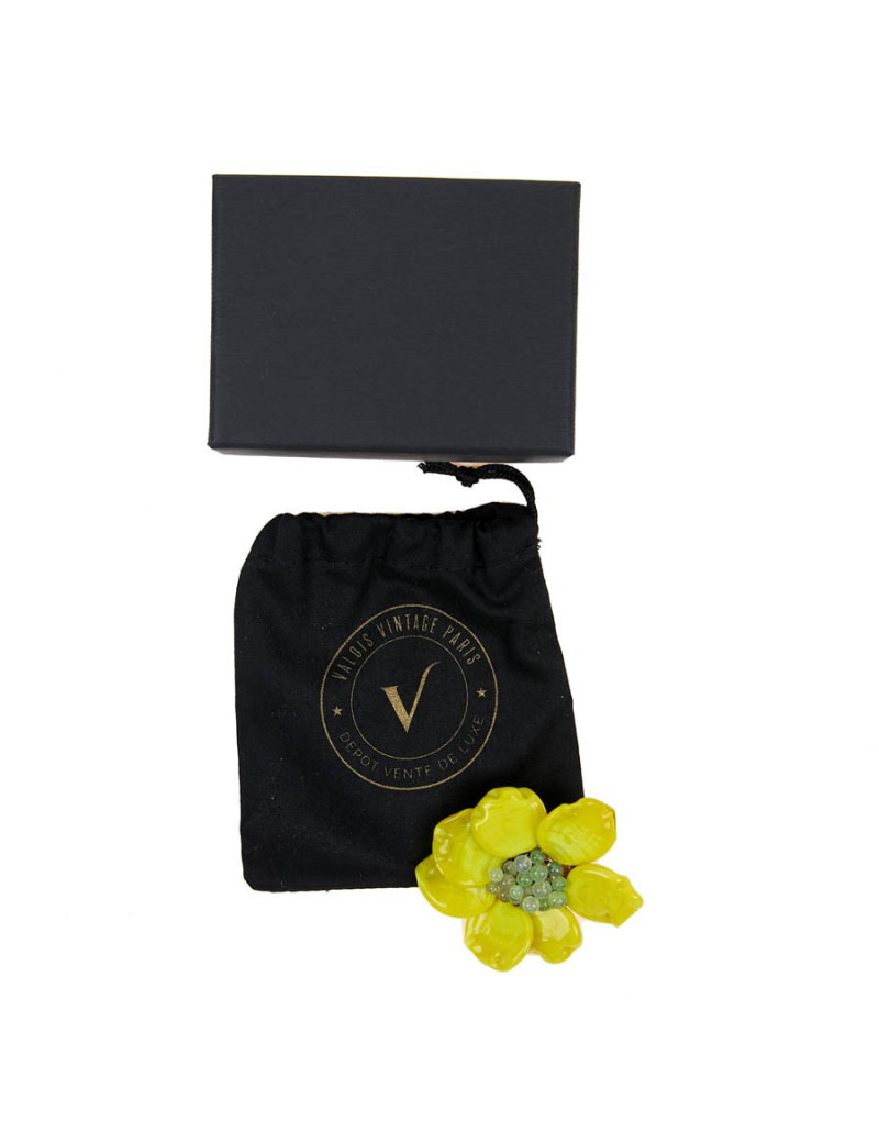 Broche LOULOU de la FALAISE pâte de verre jaune