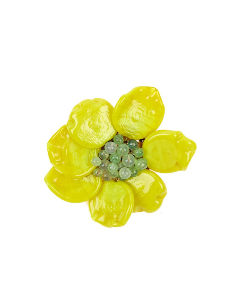 Broche LOULOU de la FALAISE pâte de verre jaune