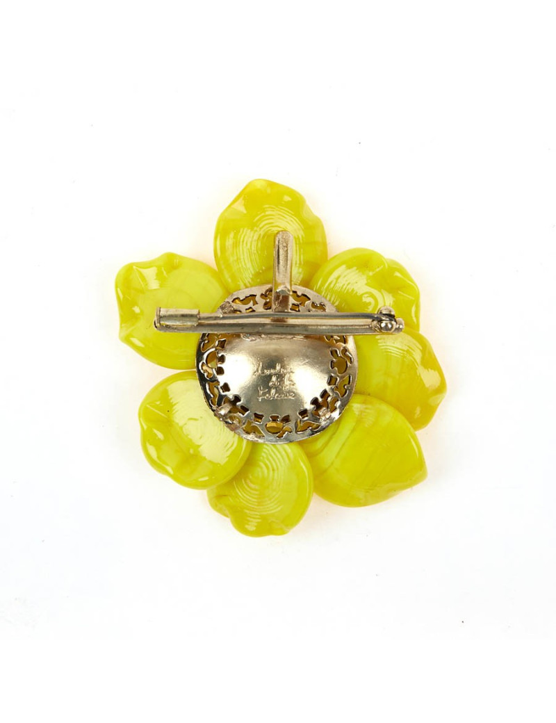 Broche LOULOU de la FALAISE pâte de verre jaune
