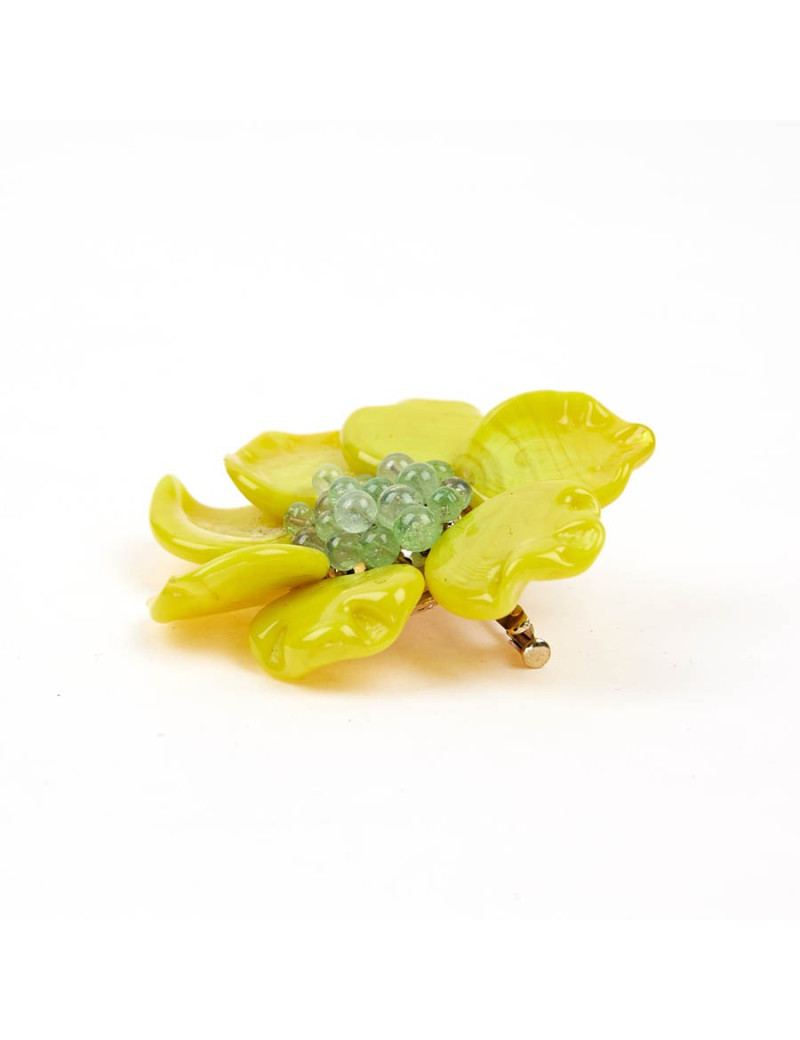 Broche LOULOU de la FALAISE pâte de verre jaune