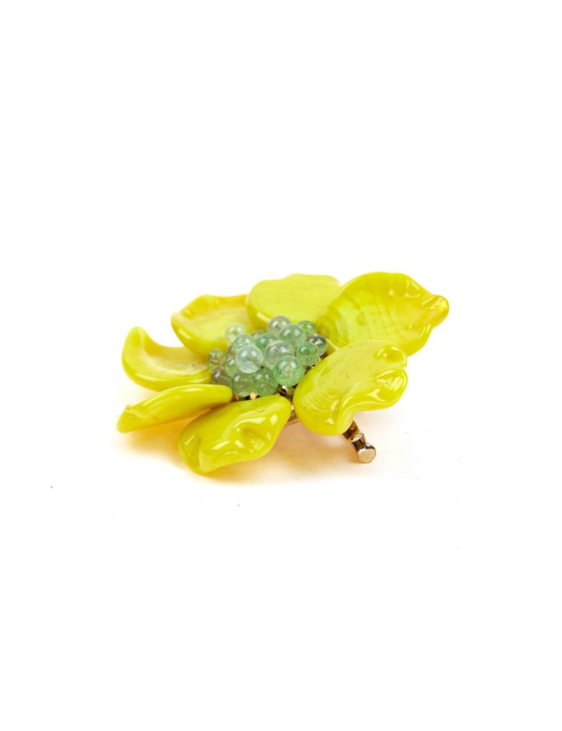 Broche LOULOU de la FALAISE pâte de verre jaune