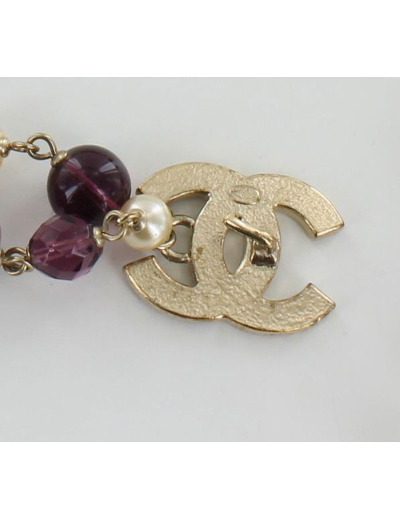 ceinture sautoir CHANEL perles violettes