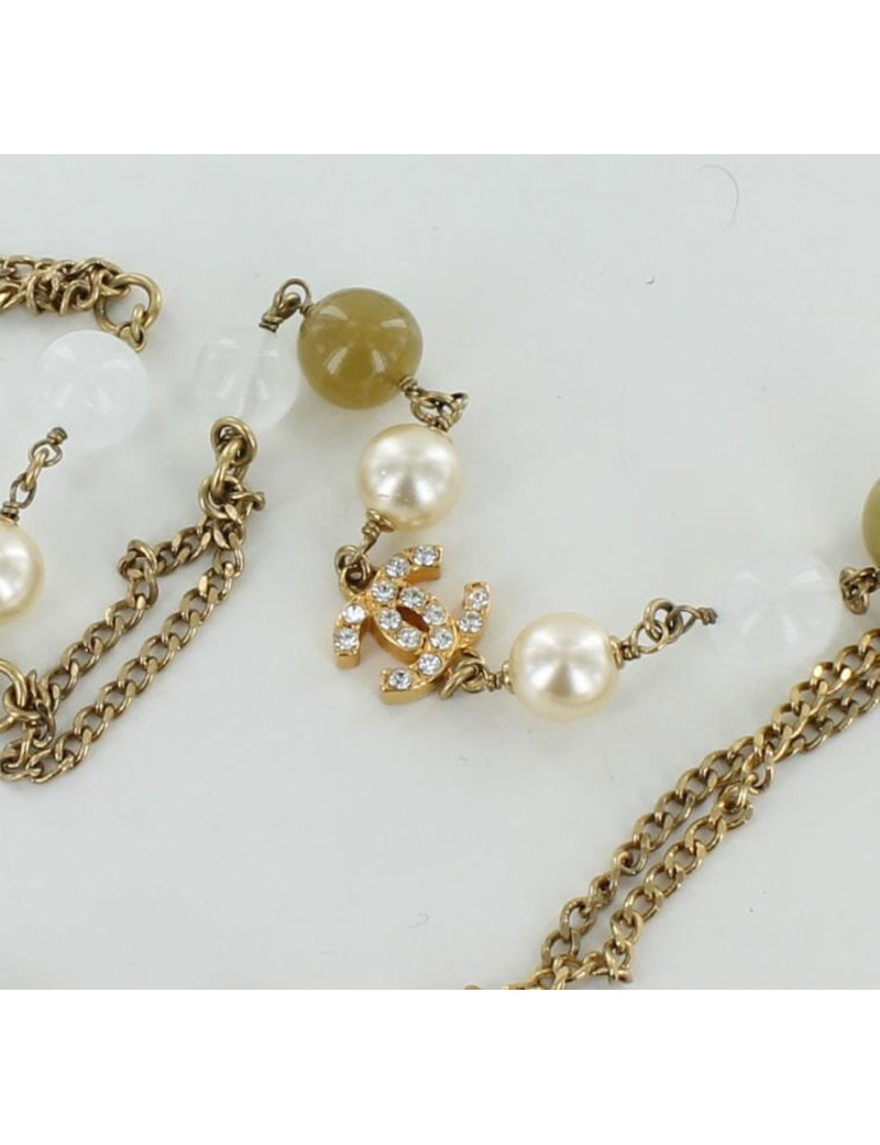 Ceinture sautoir CHANEL perles vertes