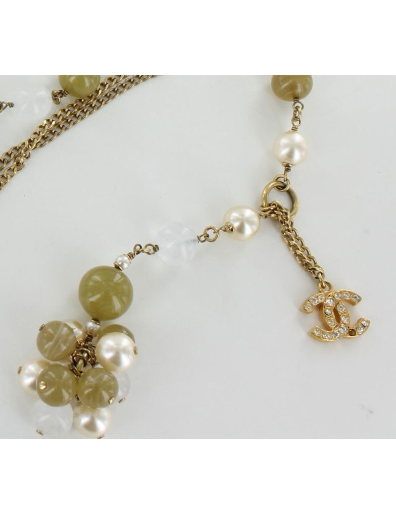 Ceinture sautoir CHANEL perles vertes