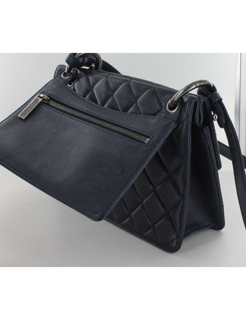 Sac CHANEL veau grainé bleu