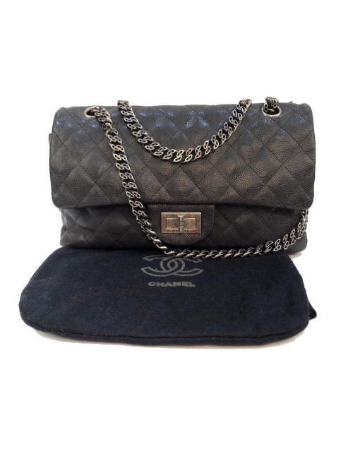 Sac à main 2.55 CHANEL  Mademoiselle cuir caviar gris