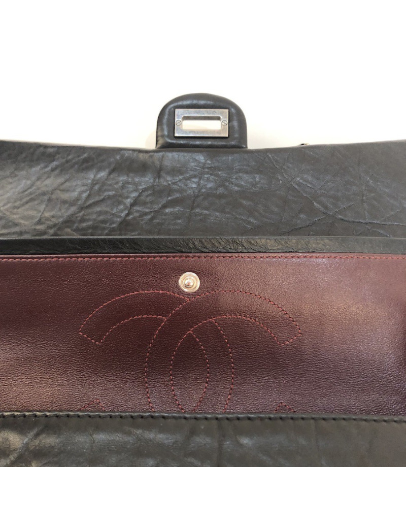 Sac Mademoiselle 2.55 CHANEL cuir froissé noir